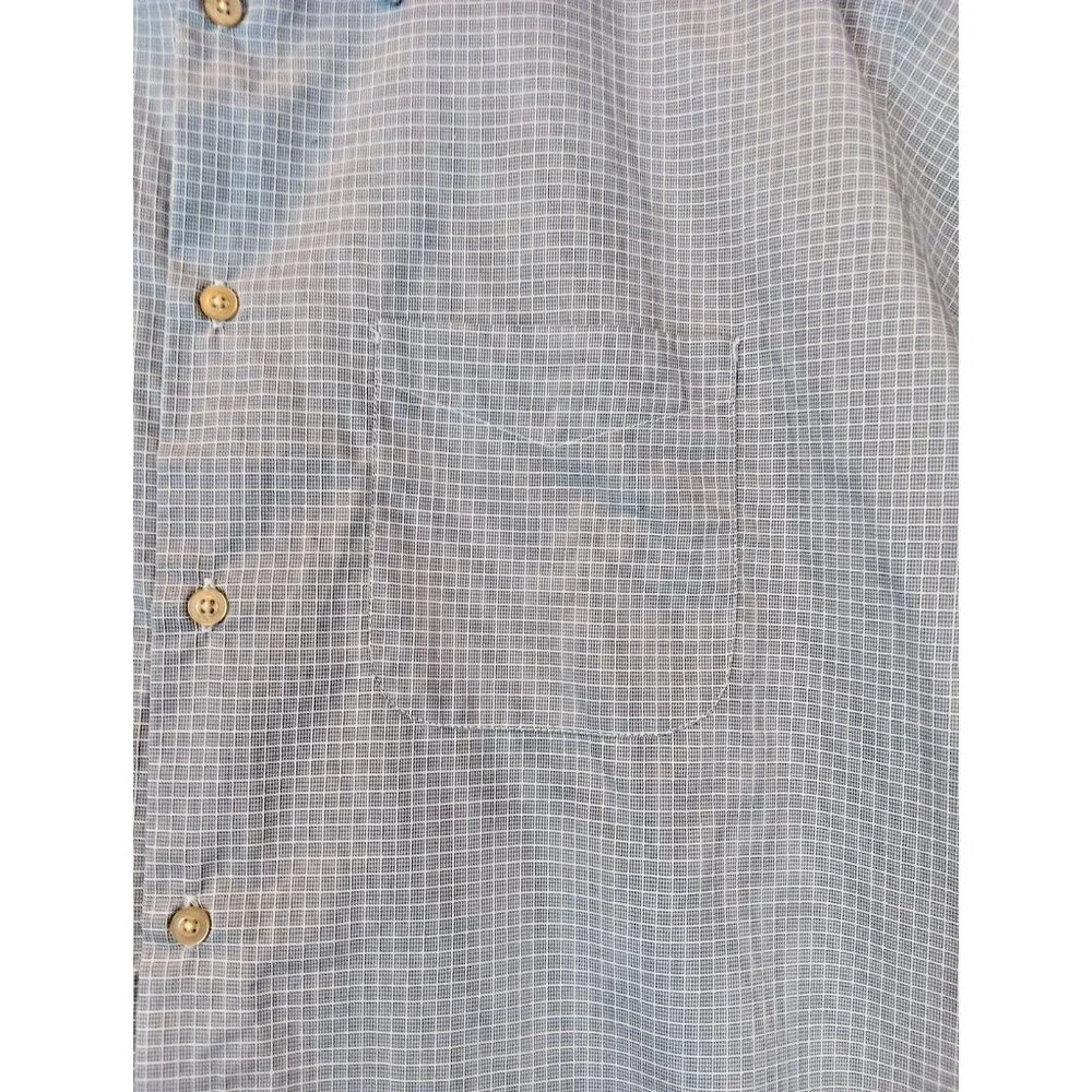 Geoffrey Beene Mens XL Wrinkle Free Blue With‎ White Squares Shirt Button Up